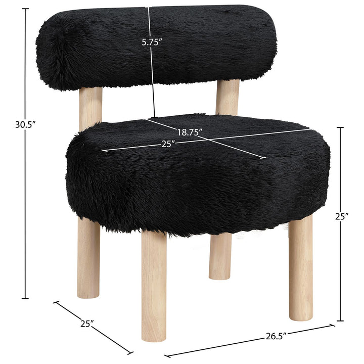 Ambre Vegan Shearling Fabric Upholstered Accent Chair — Black / Natural