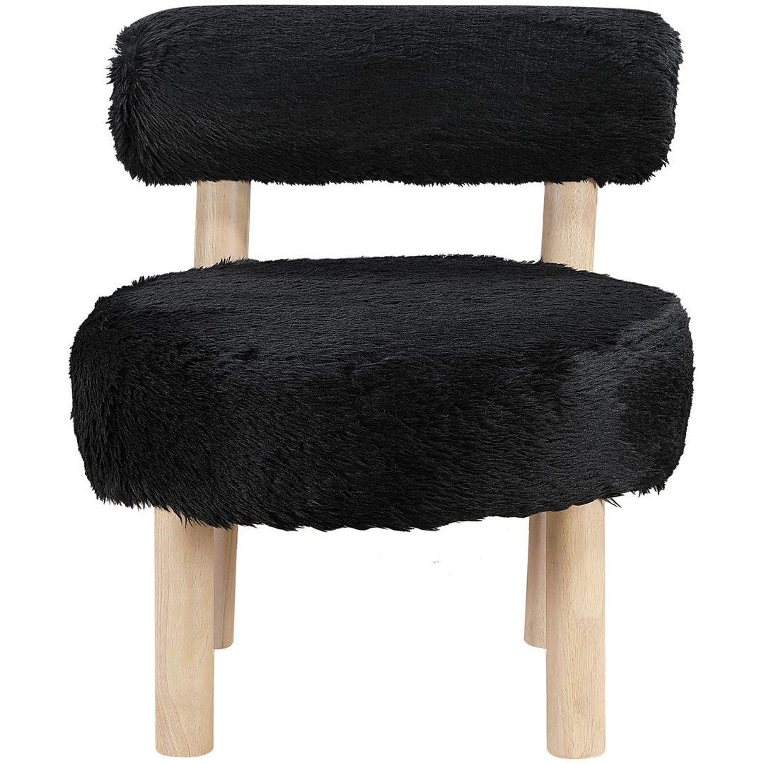 Ambre Vegan Shearling Fabric Upholstered Accent Chair — Black / Natural