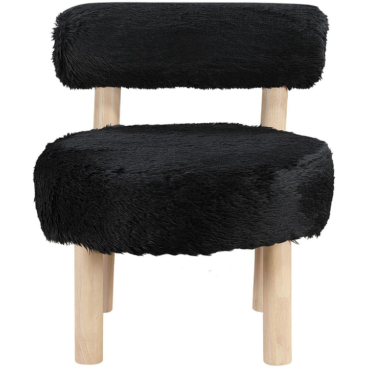 Ambre Vegan Shearling Fabric Upholstered Accent Chair — Black / Natural