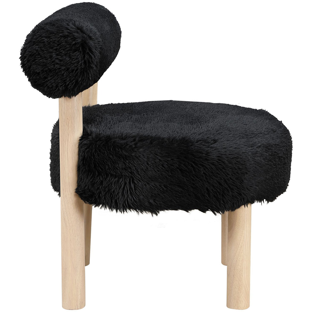 Ambre Vegan Shearling Fabric Upholstered Accent Chair — Black / Natural