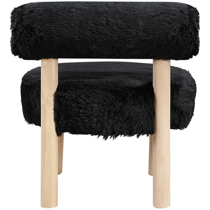 Ambre Vegan Shearling Fabric Upholstered Accent Chair — Black / Natural