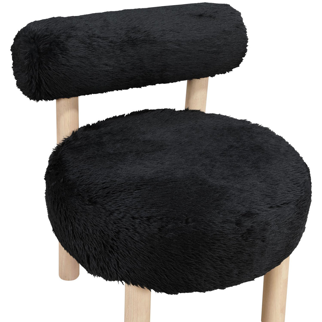 Ambre Vegan Shearling Fabric Upholstered Accent Chair — Black / Natural