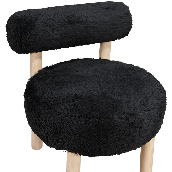 Ambre Vegan Shearling Fabric Upholstered Accent Chair — Black / Natural