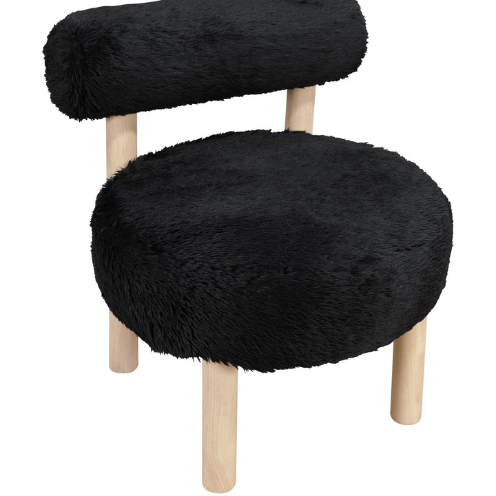 Ambre Vegan Shearling Fabric Upholstered Accent Chair — Black / Natural
