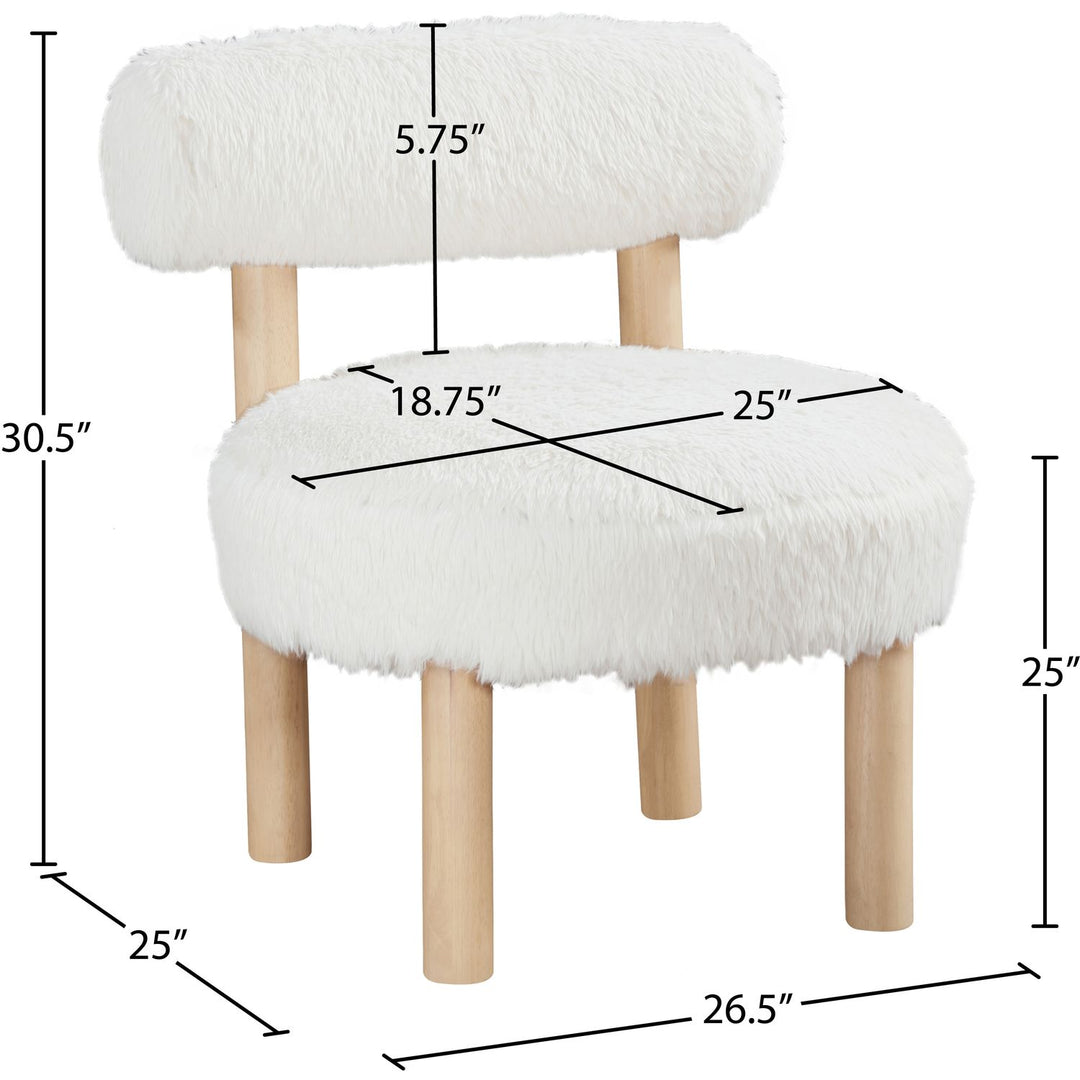 Ambre Vegan Shearling Fabric Upholstered Accent Chair — Cream / Natural