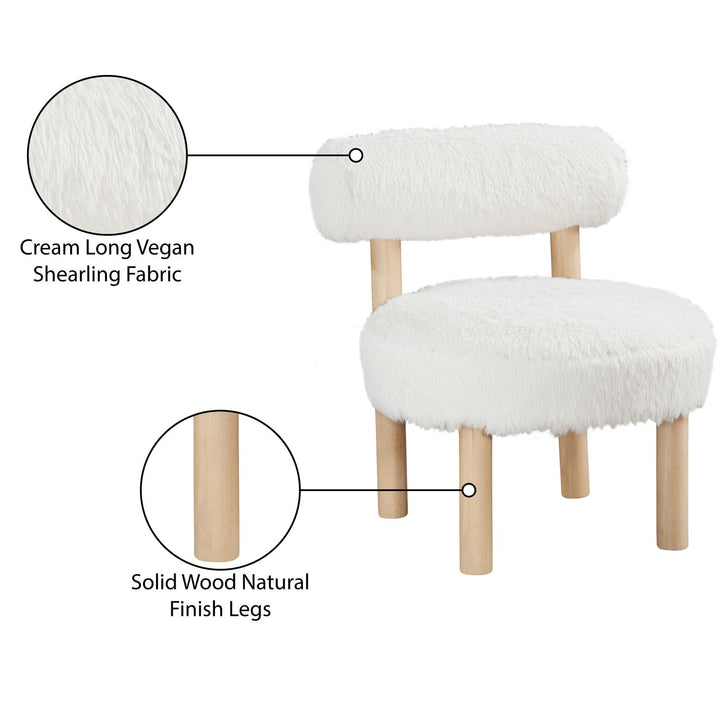 Ambre Vegan Shearling Fabric Upholstered Accent Chair — Cream / Natural