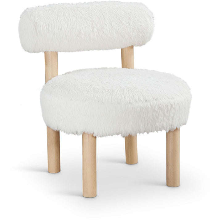 Ambre Vegan Shearling Fabric Upholstered Accent Chair — Cream / Natural