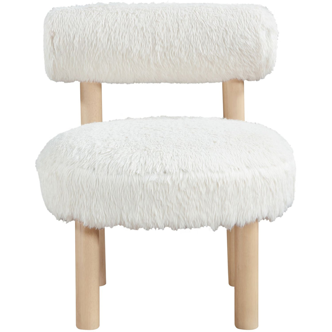 Ambre Vegan Shearling Fabric Upholstered Accent Chair — Cream / Natural