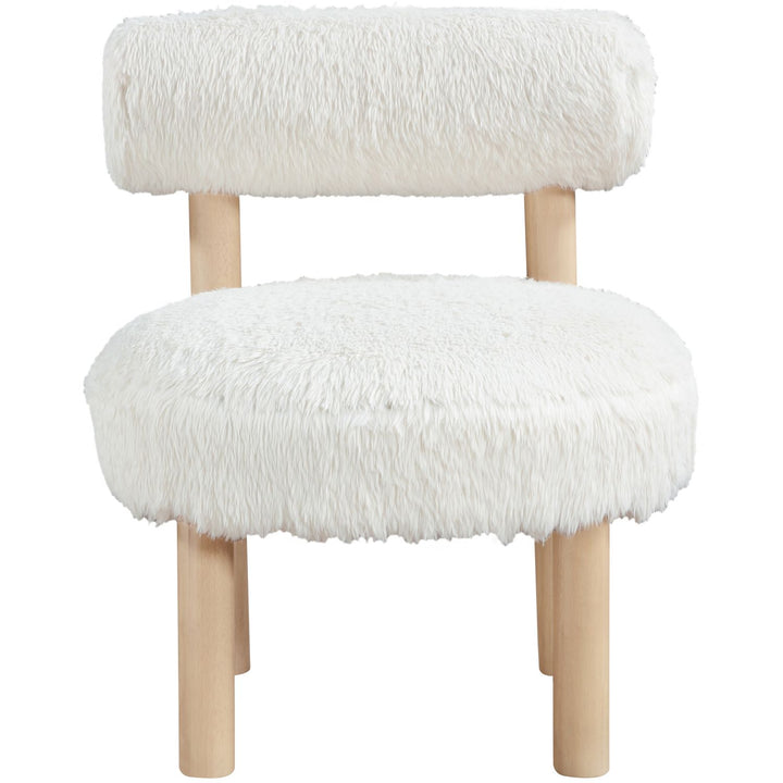 Ambre Vegan Shearling Fabric Upholstered Accent Chair — Cream / Natural