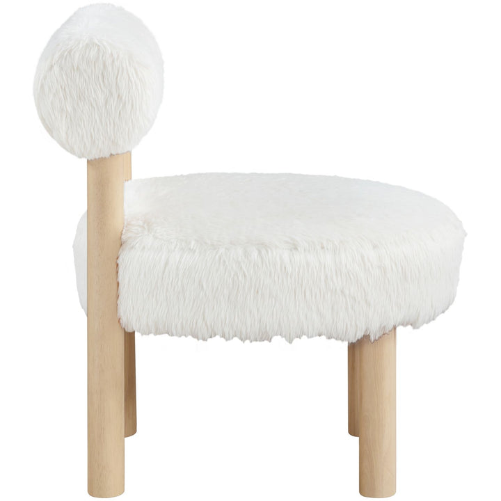 Ambre Vegan Shearling Fabric Upholstered Accent Chair — Cream / Natural