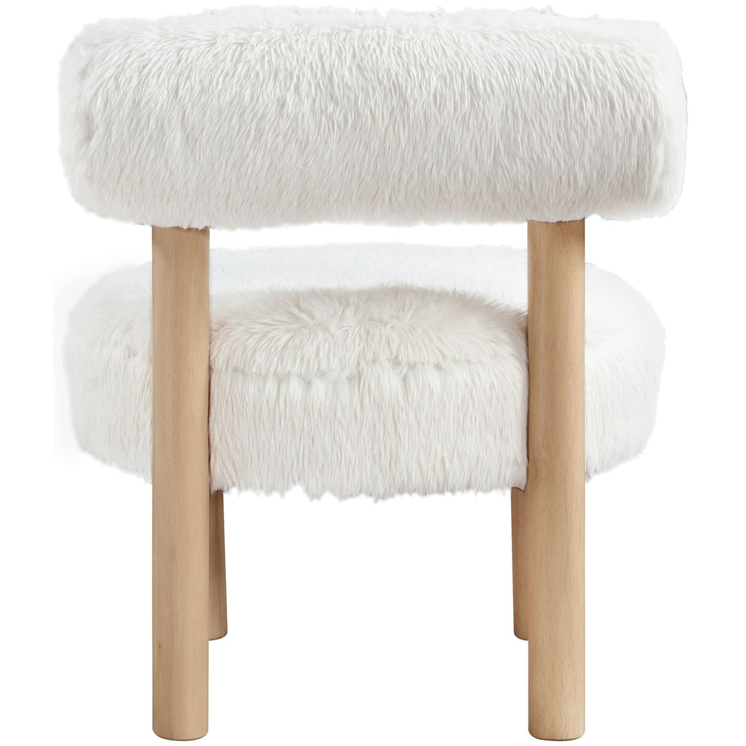 Ambre Vegan Shearling Fabric Upholstered Accent Chair — Cream / Natural