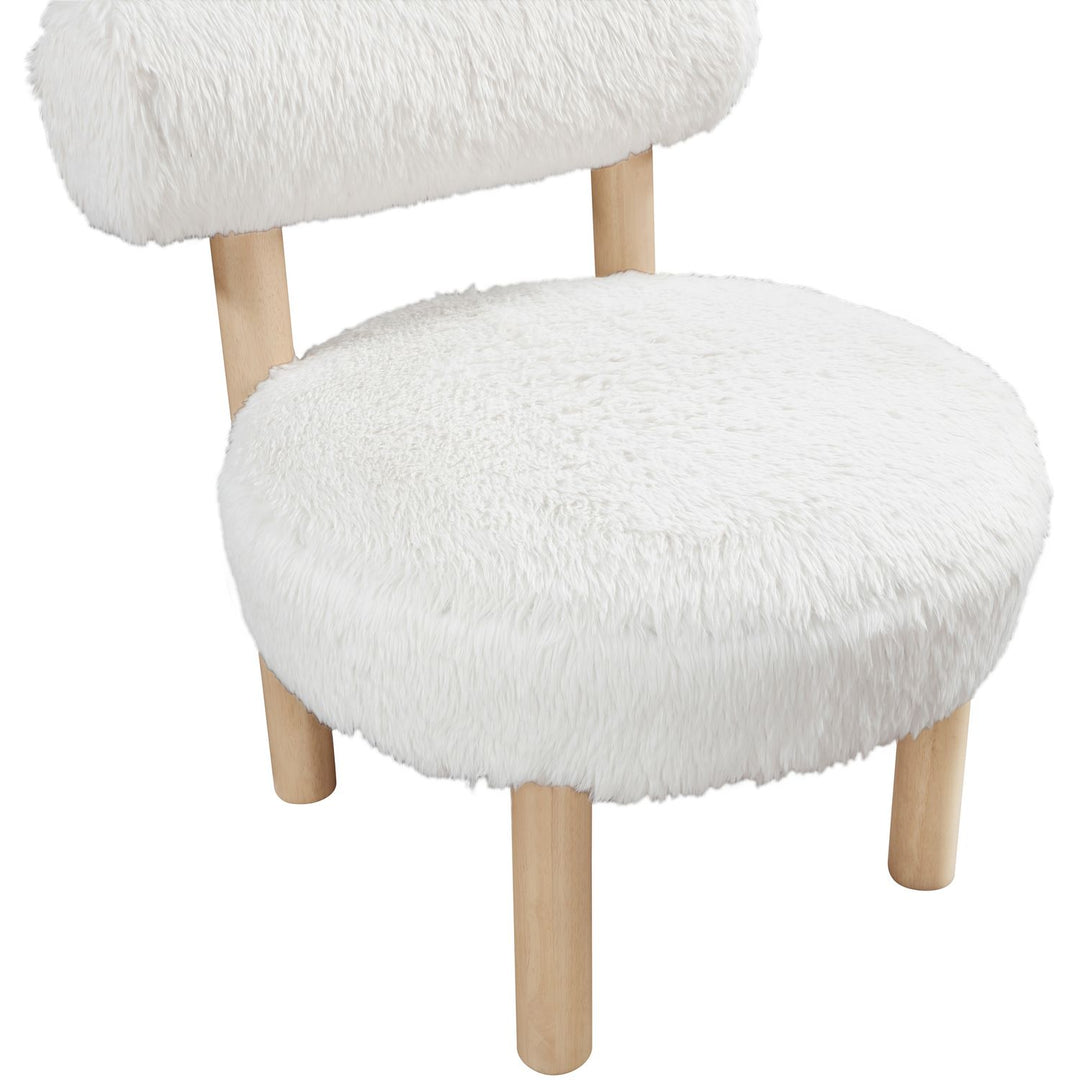 Ambre Vegan Shearling Fabric Upholstered Accent Chair — Cream / Natural