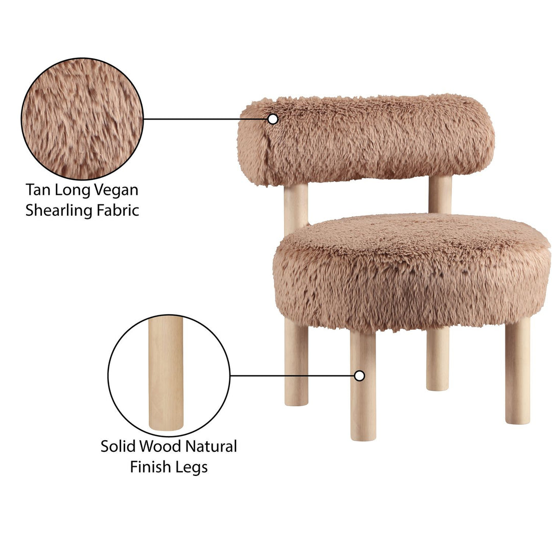 Ambre Vegan Shearling Fabric Upholstered Accent Chair — Tan / Natural
