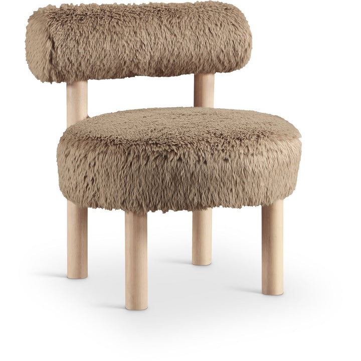 Ambre Vegan Shearling Fabric Upholstered Accent Chair — Tan / Natural