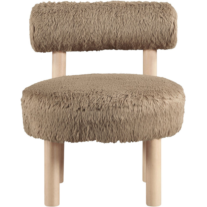 Ambre Vegan Shearling Fabric Upholstered Accent Chair — Tan / Natural