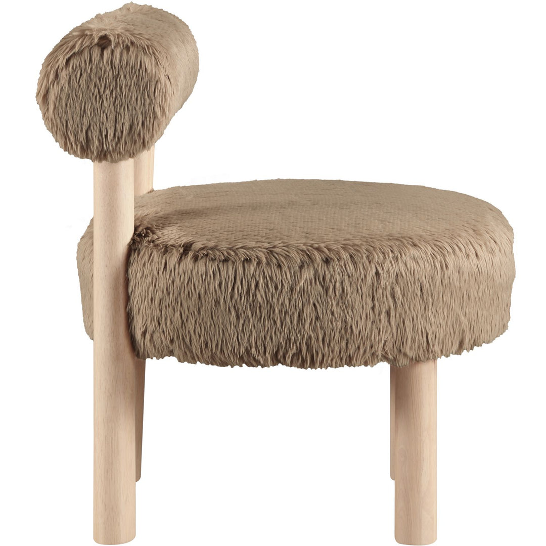 Ambre Vegan Shearling Fabric Upholstered Accent Chair — Tan / Natural