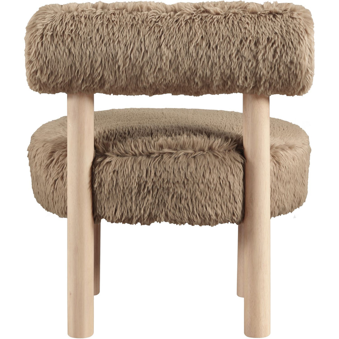 Ambre Vegan Shearling Fabric Upholstered Accent Chair — Tan / Natural