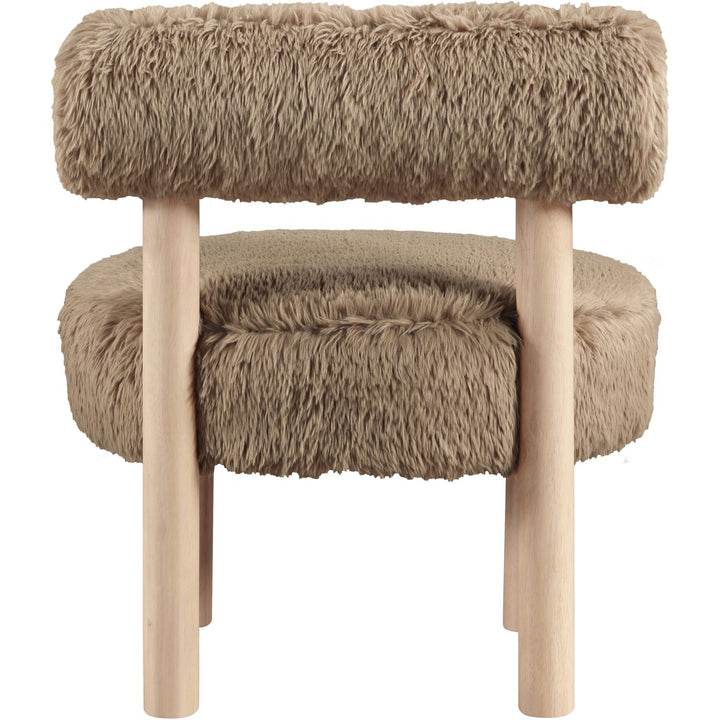 Ambre Vegan Shearling Fabric Upholstered Accent Chair — Tan / Natural