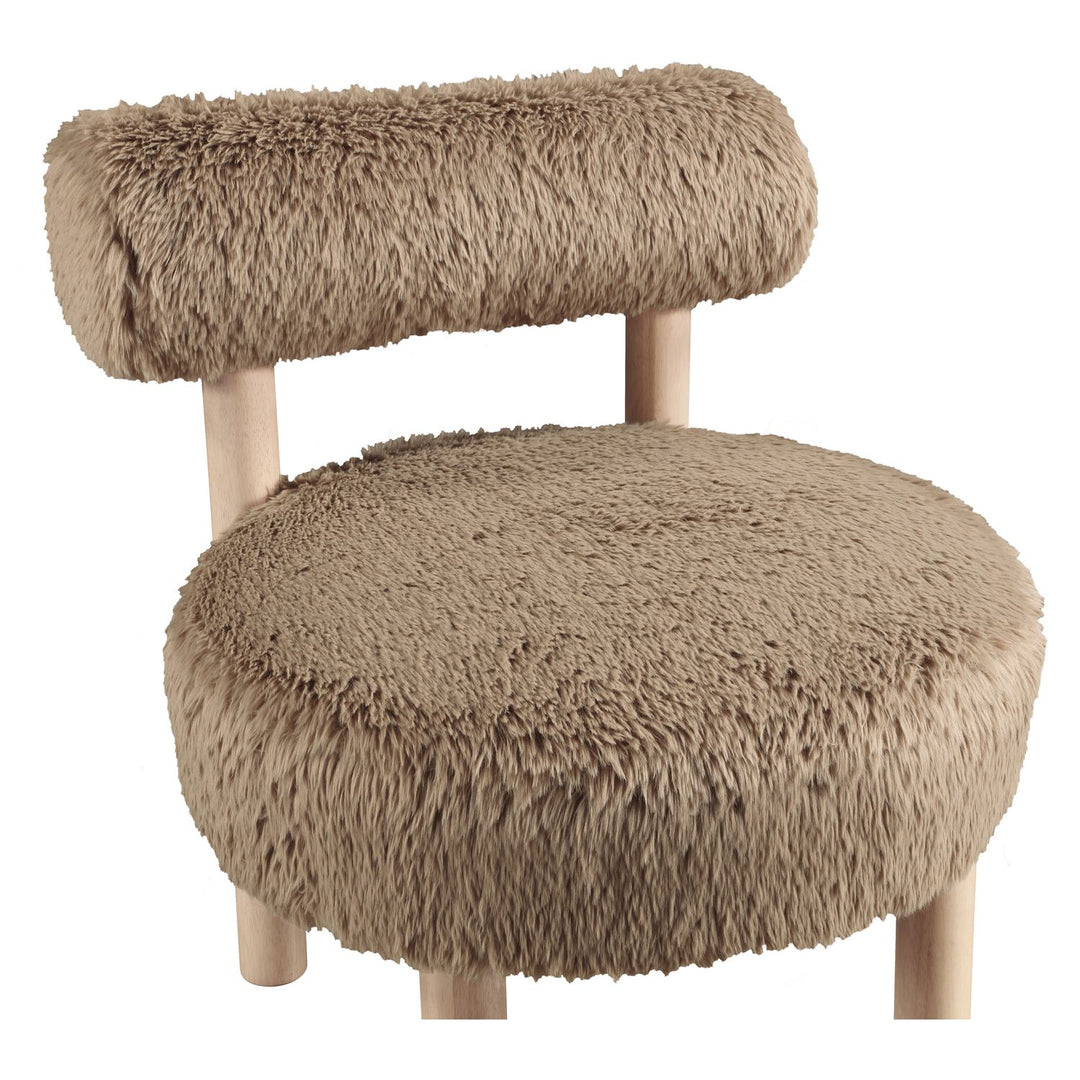Ambre Vegan Shearling Fabric Upholstered Accent Chair — Tan / Natural