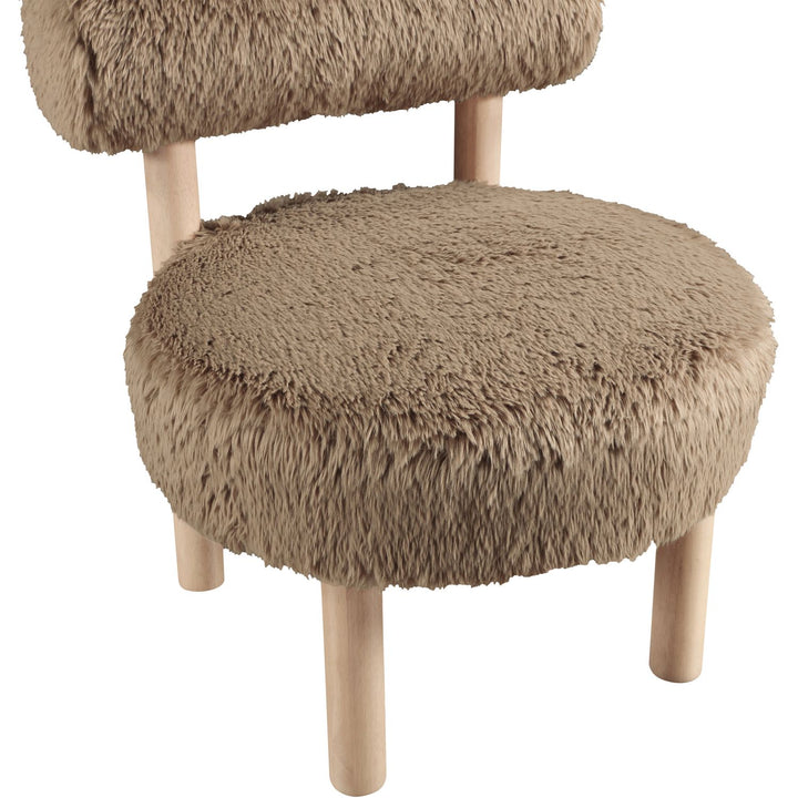 Ambre Vegan Shearling Fabric Upholstered Accent Chair — Tan / Natural