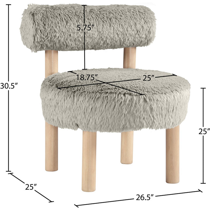 Ambre Vegan Shearling Fabric Upholstered Accent Chair — Taupe / Natural