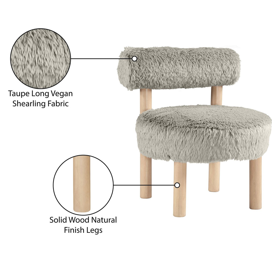 Ambre Vegan Shearling Fabric Upholstered Accent Chair — Taupe / Natural