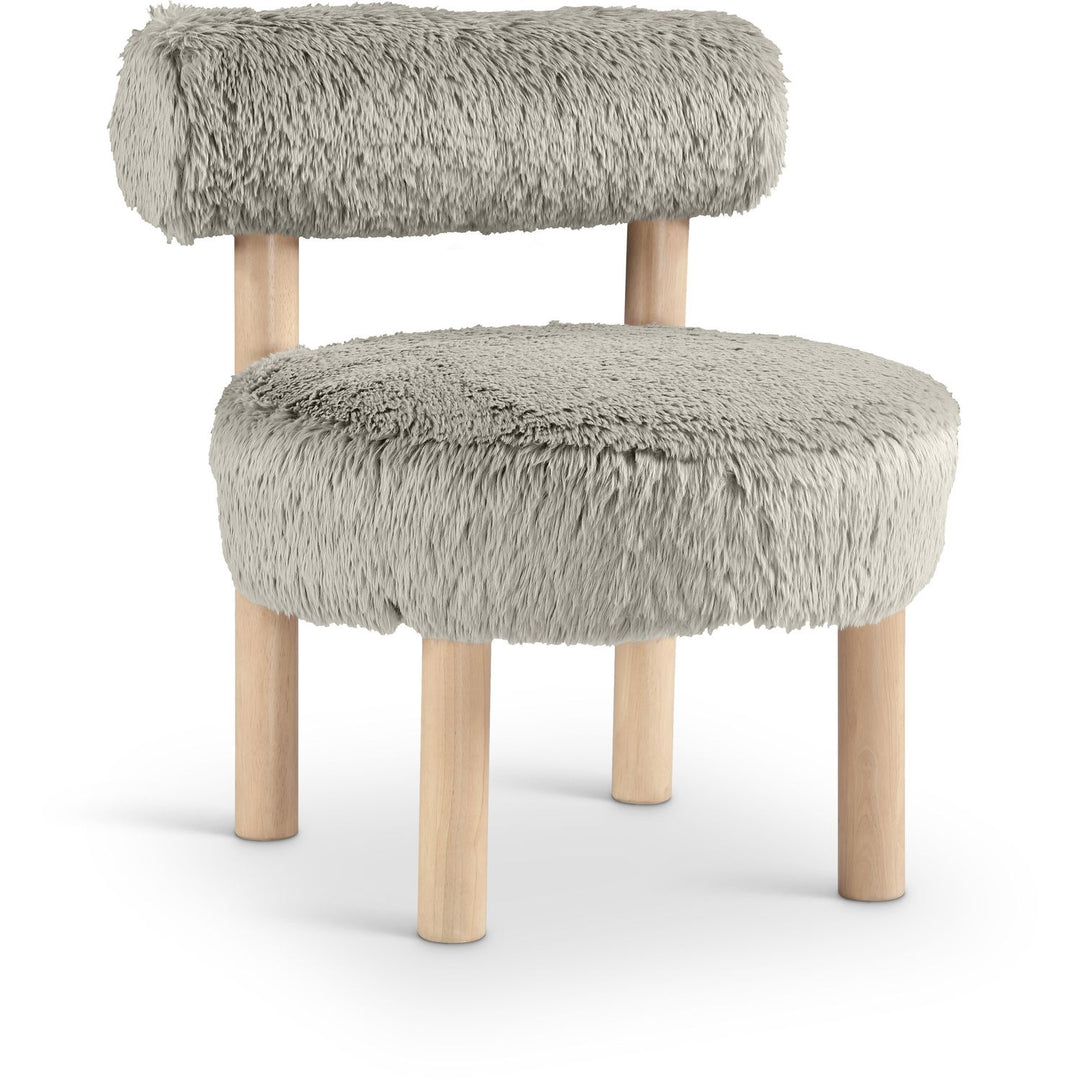 Ambre Vegan Shearling Fabric Upholstered Accent Chair — Taupe / Natural