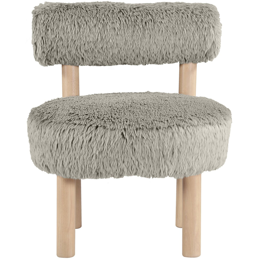Ambre Vegan Shearling Fabric Upholstered Accent Chair — Taupe / Natural