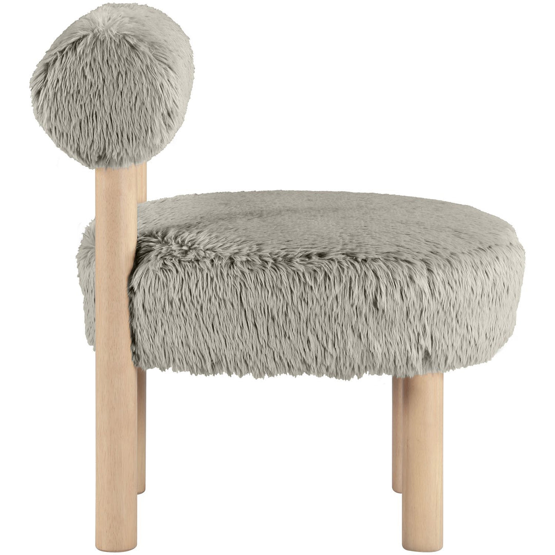 Ambre Vegan Shearling Fabric Upholstered Accent Chair — Taupe / Natural