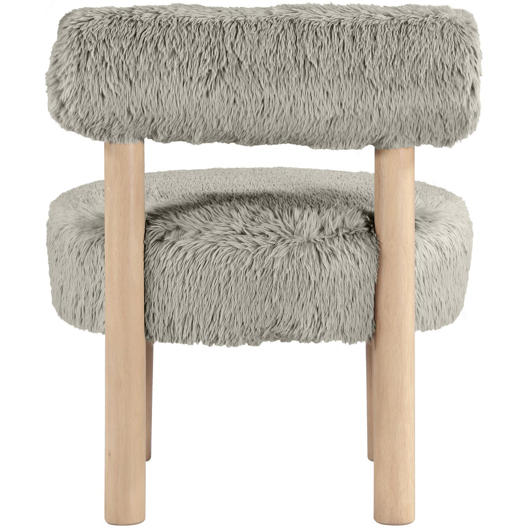 Ambre Vegan Shearling Fabric Upholstered Accent Chair — Taupe / Natural