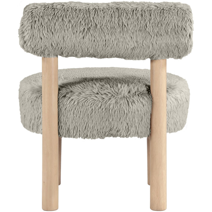 Ambre Vegan Shearling Fabric Upholstered Accent Chair — Taupe / Natural