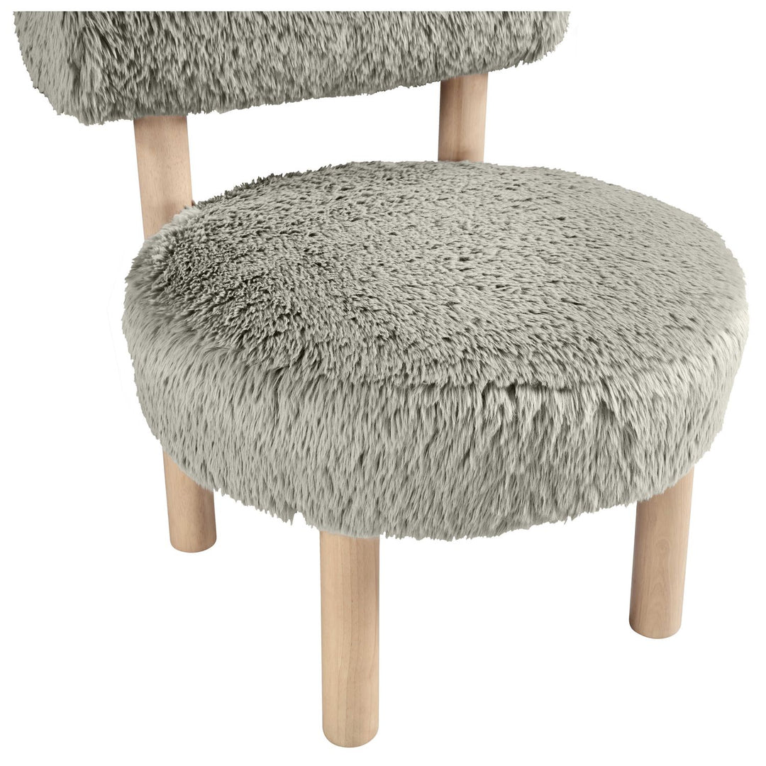 Ambre Vegan Shearling Fabric Upholstered Accent Chair — Taupe / Natural