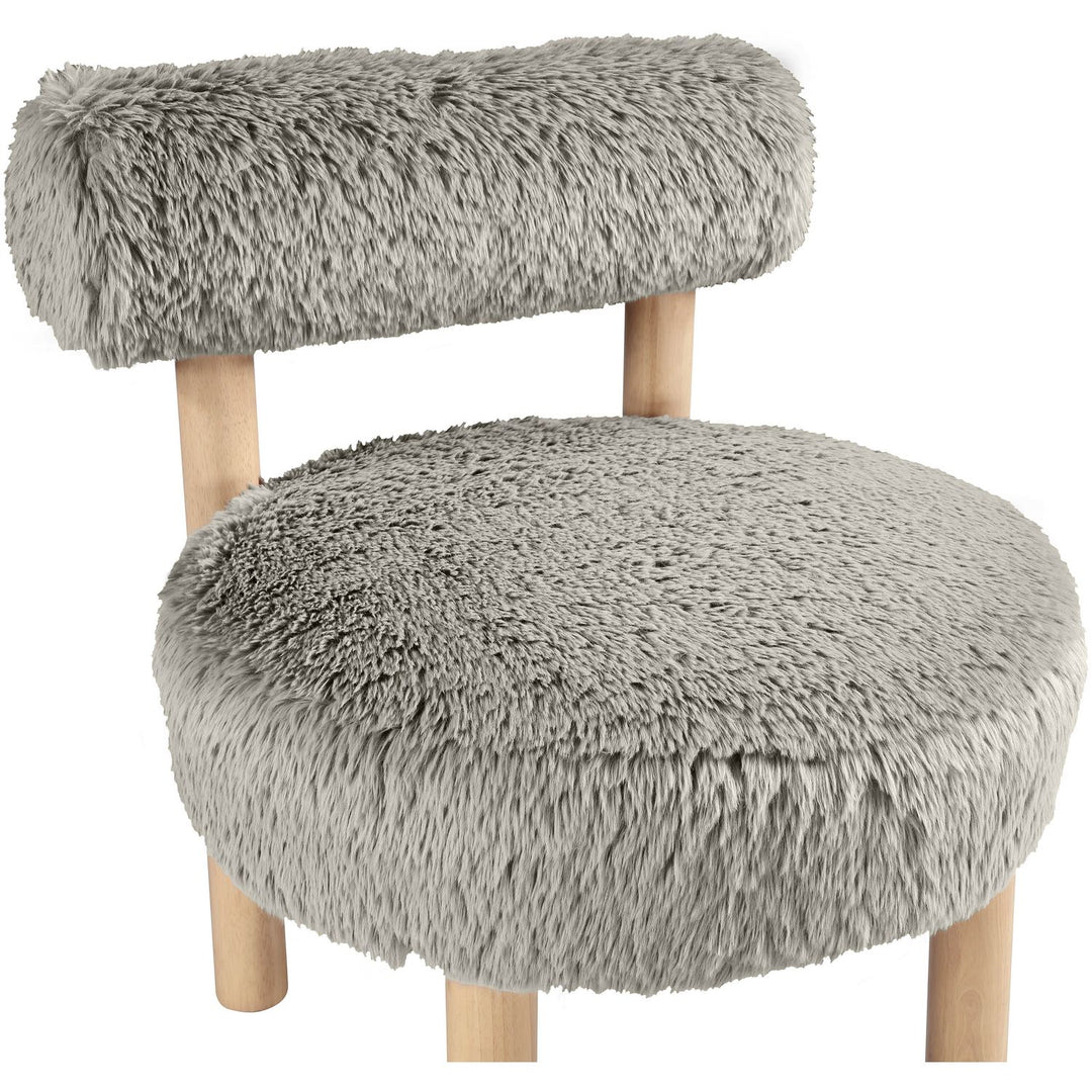 Ambre Vegan Shearling Fabric Upholstered Accent Chair — Taupe / Natural