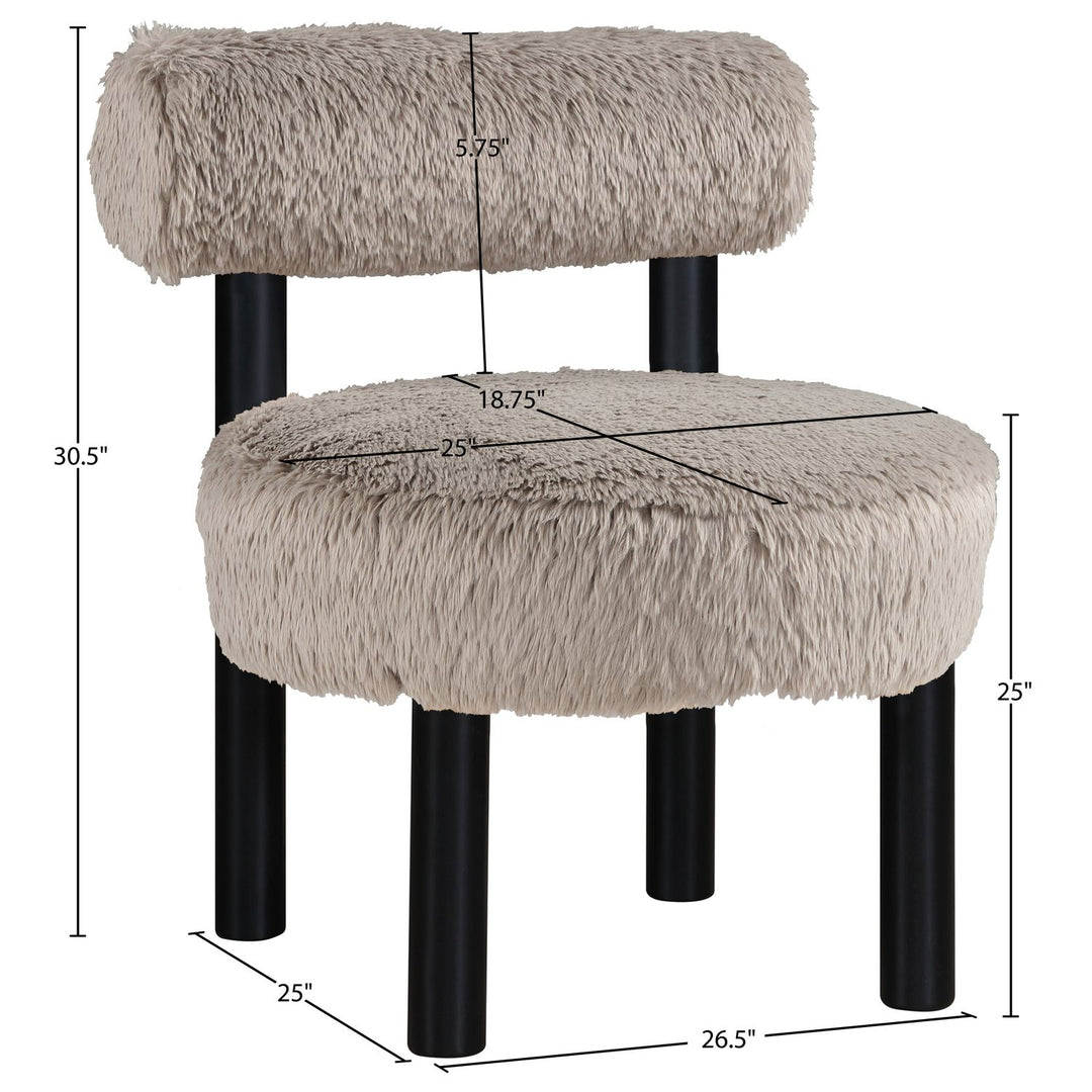 Ambre Vegan Shearling Fabric Upholstered Accent Chair — Beige / Black
