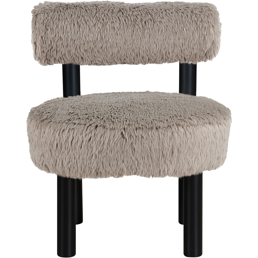 Ambre Vegan Shearling Fabric Upholstered Accent Chair — Beige / Black