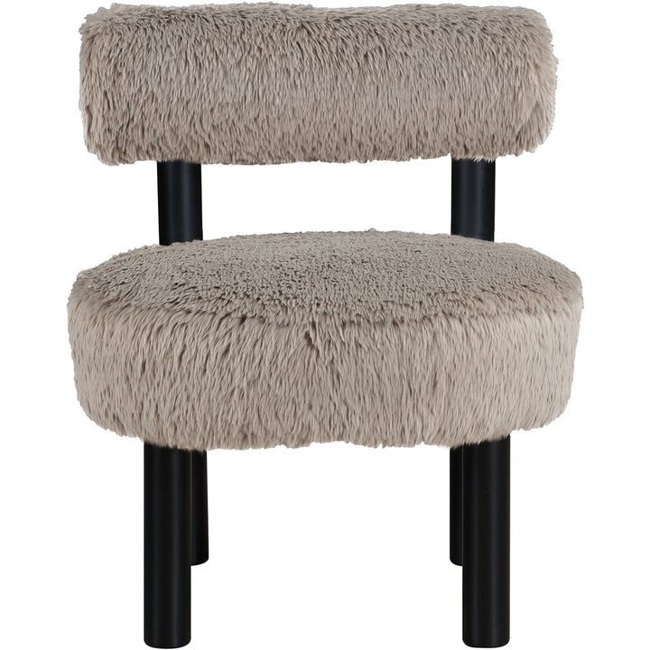 Ambre Vegan Shearling Fabric Upholstered Accent Chair — Beige / Black