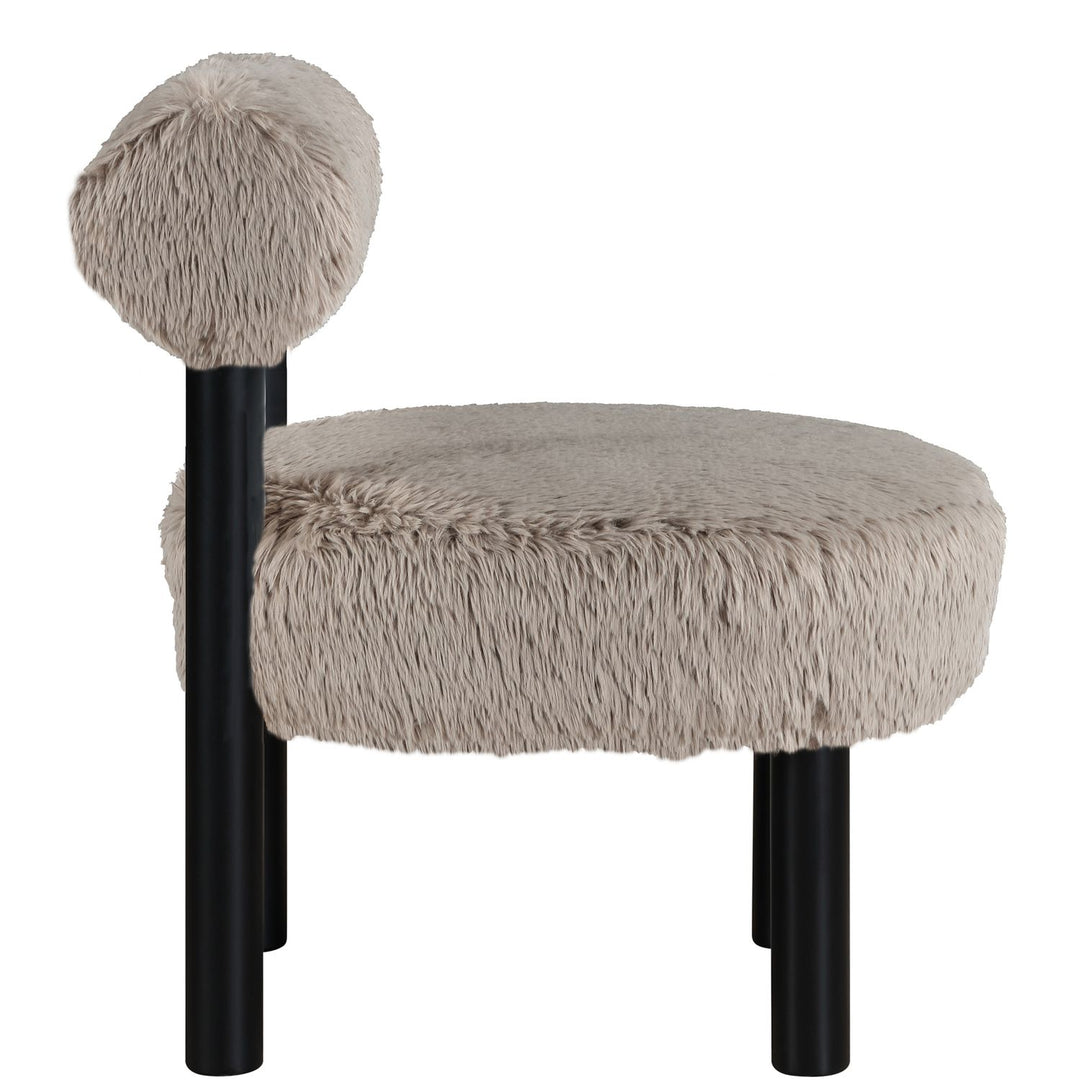 Ambre Vegan Shearling Fabric Upholstered Accent Chair — Beige / Black