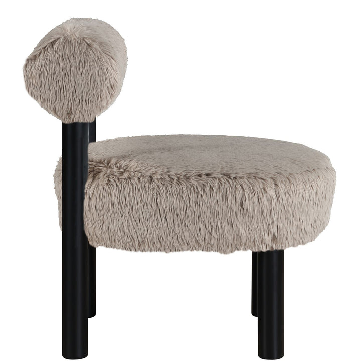 Ambre Vegan Shearling Fabric Upholstered Accent Chair — Beige / Black
