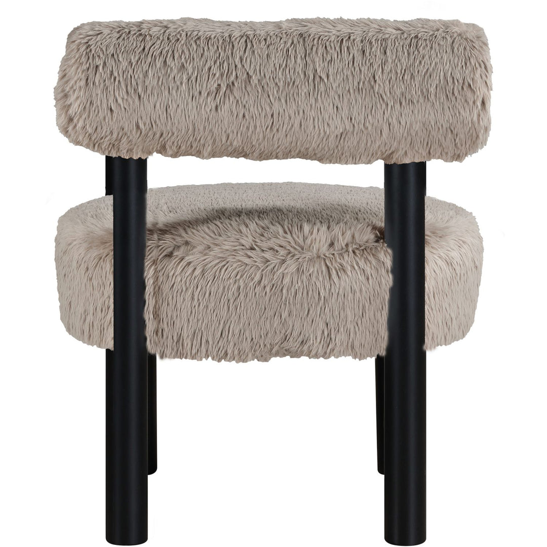 Ambre Vegan Shearling Fabric Upholstered Accent Chair — Beige / Black