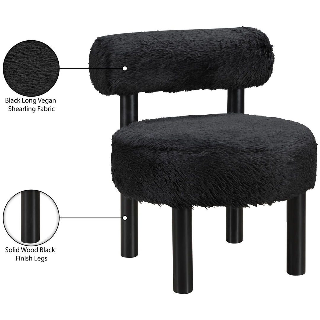 Ambre Vegan Shearling Fabric Upholstered Accent Chair — Black / Black