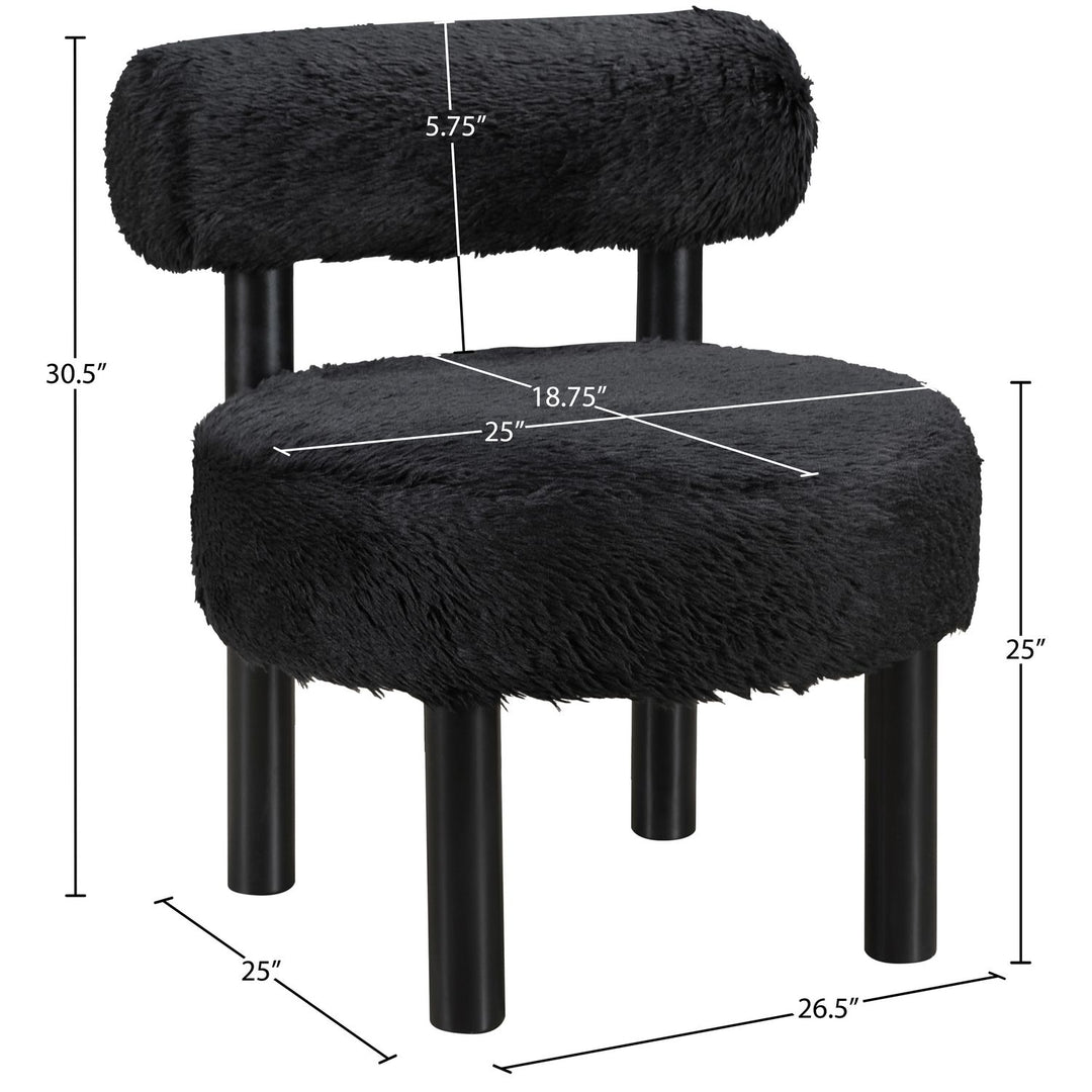 Ambre Vegan Shearling Fabric Upholstered Accent Chair — Black / Black