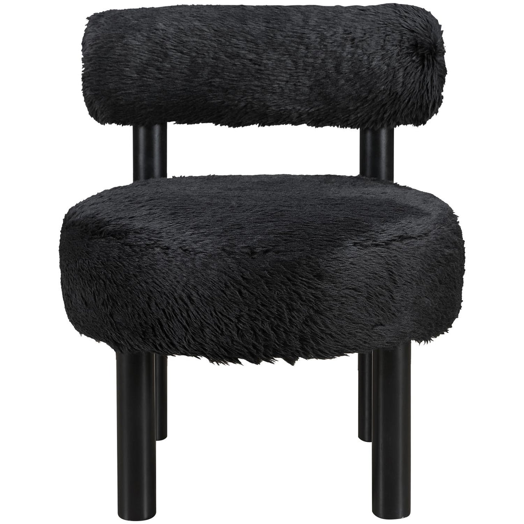 Ambre Vegan Shearling Fabric Upholstered Accent Chair — Black / Black