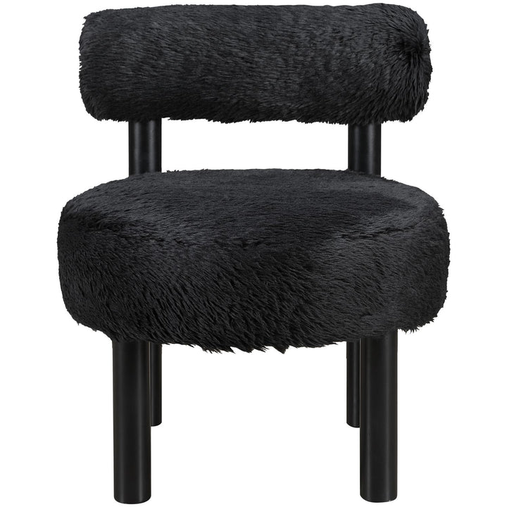 Ambre Vegan Shearling Fabric Upholstered Accent Chair — Black / Black