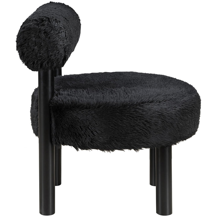 Ambre Vegan Shearling Fabric Upholstered Accent Chair — Black / Black