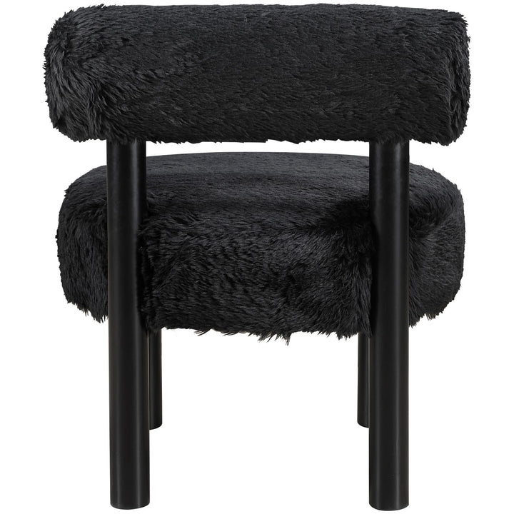 Ambre Vegan Shearling Fabric Upholstered Accent Chair — Black / Black