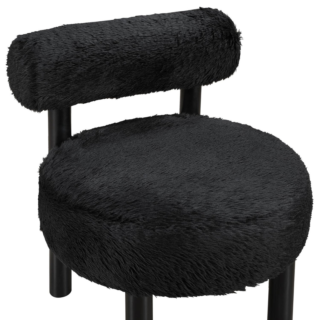 Ambre Vegan Shearling Fabric Upholstered Accent Chair — Black / Black
