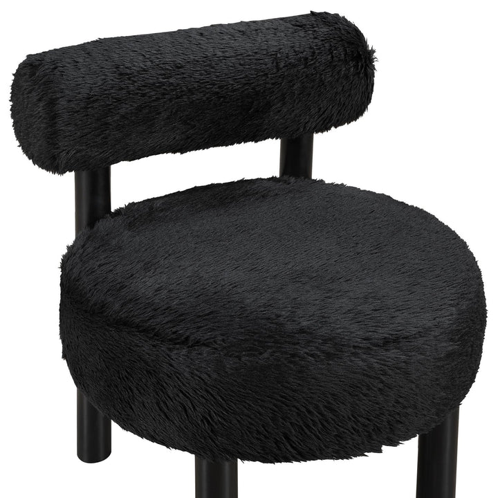 Ambre Vegan Shearling Fabric Upholstered Accent Chair — Black / Black