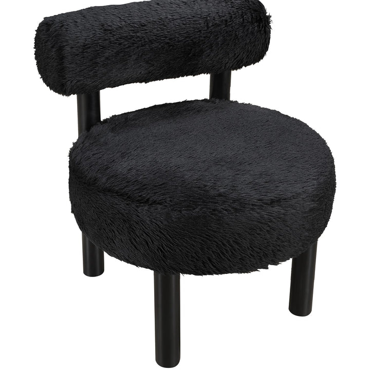 Ambre Vegan Shearling Fabric Upholstered Accent Chair — Black / Black