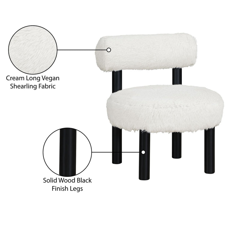 Ambre Vegan Shearling Fabric Upholstered Accent Chair — Cream / Black