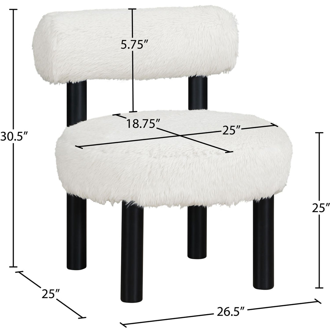 Ambre Vegan Shearling Fabric Upholstered Accent Chair — Cream / Black